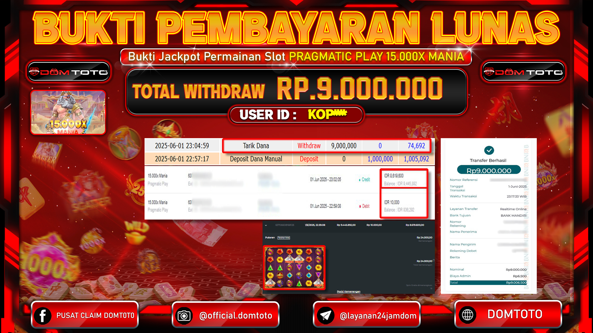 JACKPOT SLOT 15.000x MANIA 01 JUNI 2025